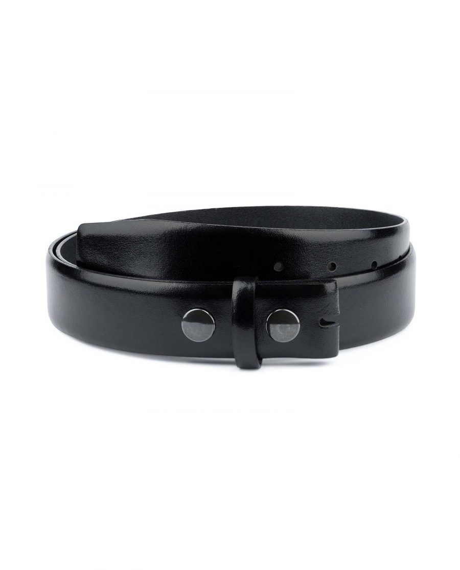Black leather belt With no buckle Snap on Capo Pelle