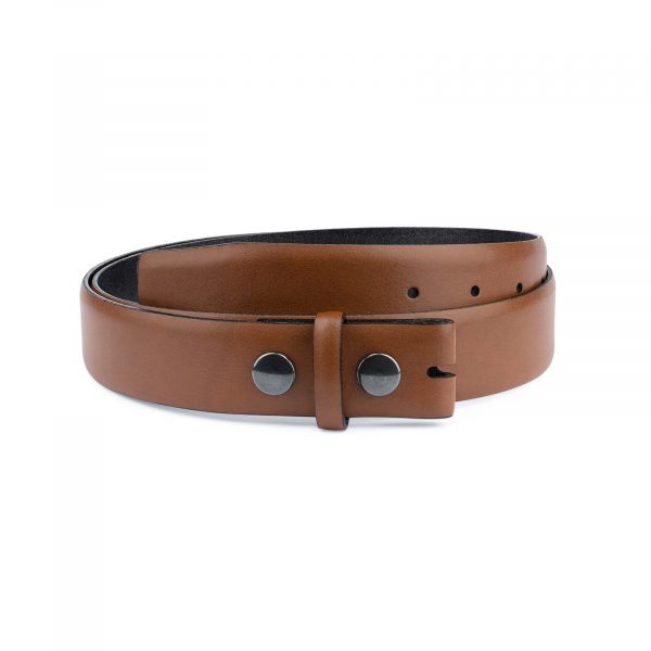 Brown-Leather-Belt-With-no-Buckle-Snap-on-Capo-Pelle