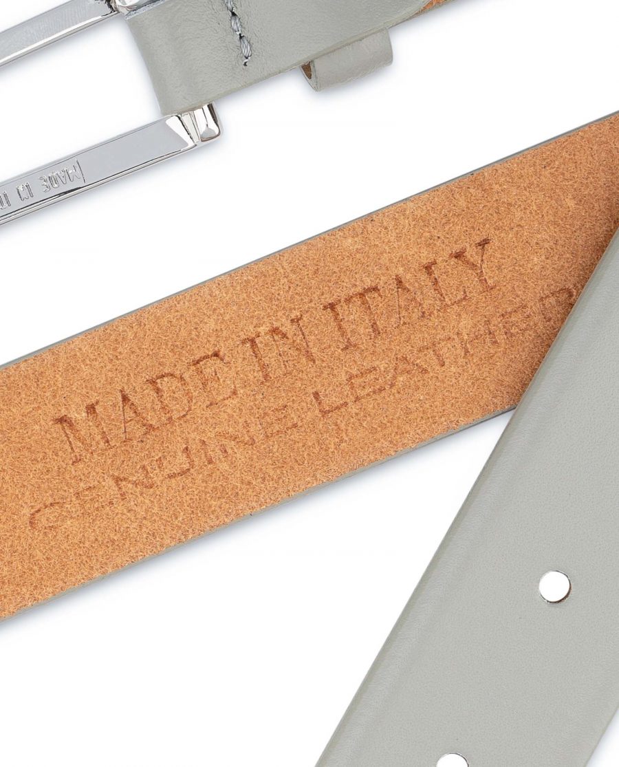 Grey Leather Belt Men’s 1-1-8 inch Wide Italian calfskin