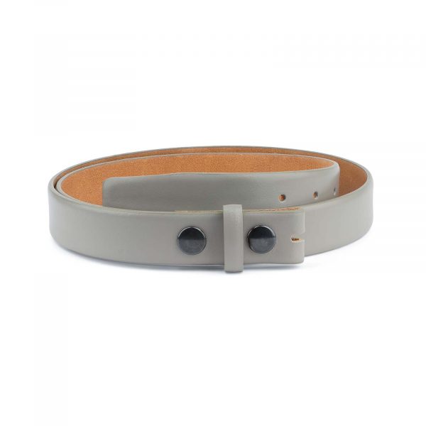 Grey-Leather-Belt-No-Buckle-Snap-on-30-mm-Capo-Pelle