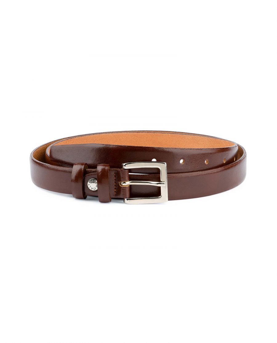 Mens-Brown-Leather-Dress-Belt-Thin-1-inch-Capo-Pelle