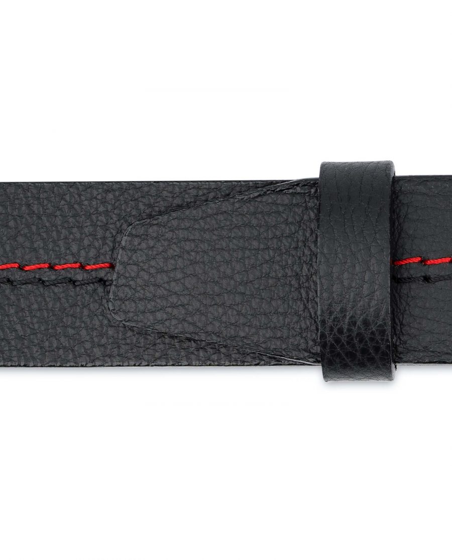 Mens-Double-Prong-Belt-Black-Thick-Leather-Loops