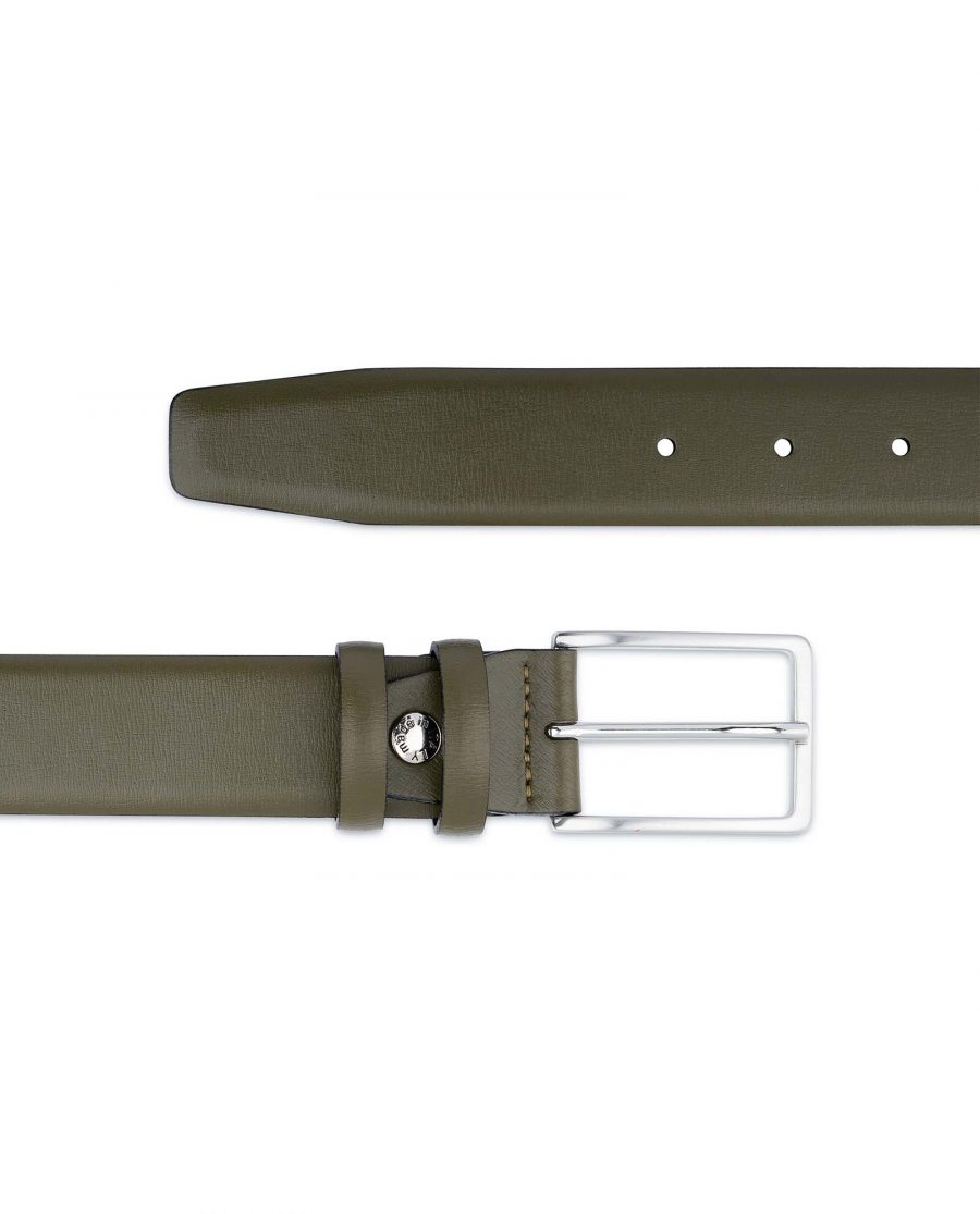 Mens-Green-Belt-Olive-Leather-1-3-8-inch-Casual