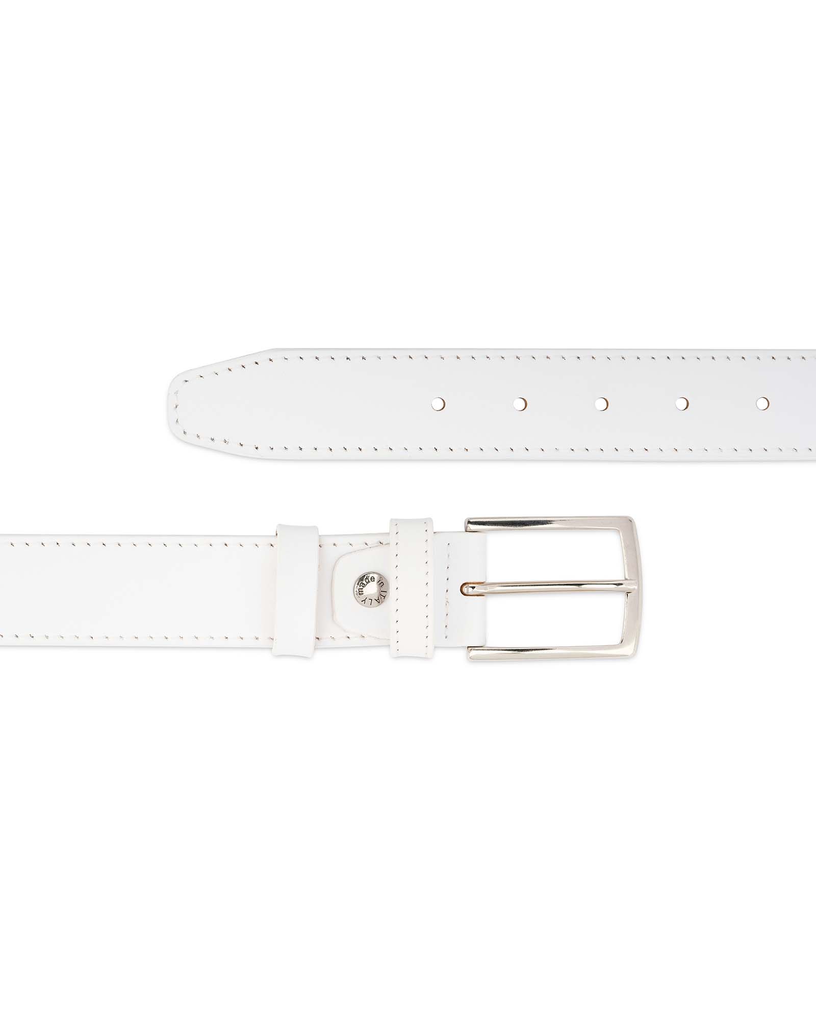UM3 Mens Real Genuine Leather White Belt 1.25 Wide S-XL Thick Long Casual Jeans 