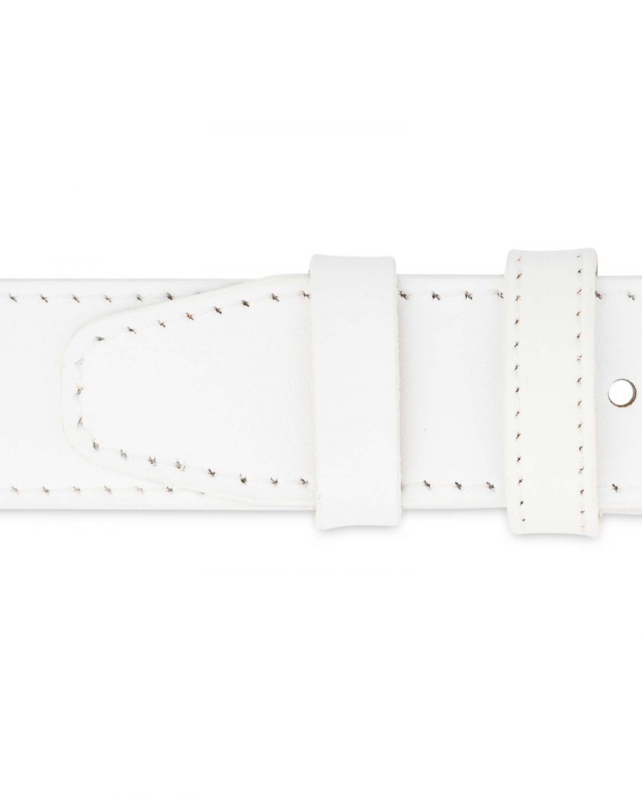 Men’s White Belt Genuine Leather 1-3-8 inch Loops