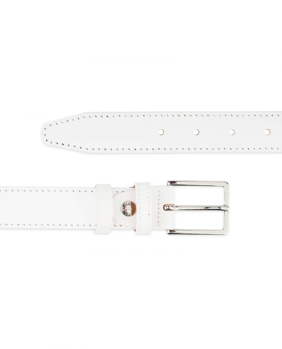 Mens-White-Leather-Belt-With-buckle-1-1-8-inch-For-Wedding