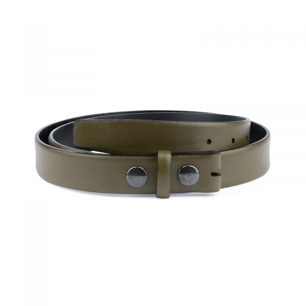 Olive-Green-Belt-Without-Buckle-Snap-on-30-mm-Capo-Pelle