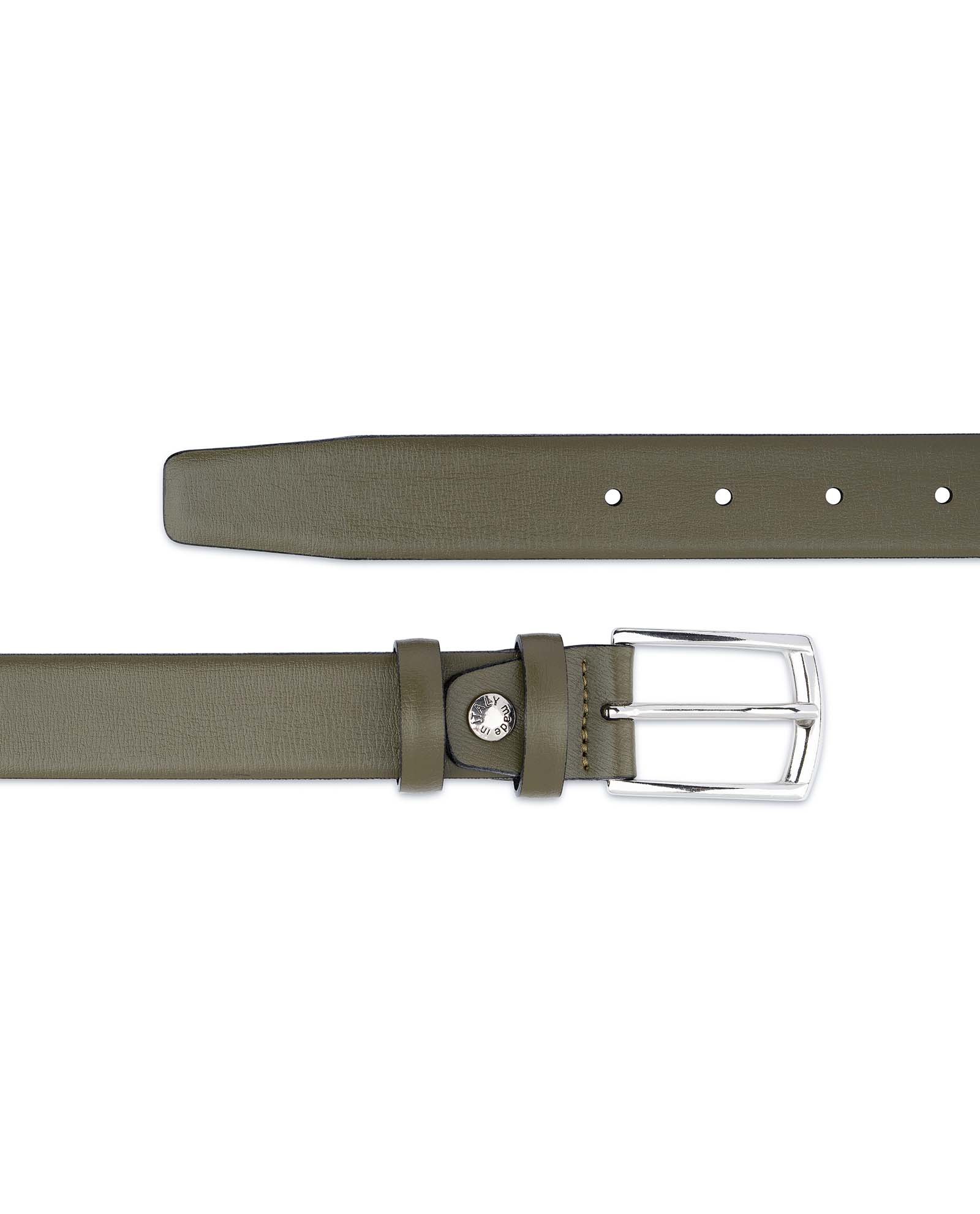 Olive Green Leather Belt | Men's 1 1/8 inch