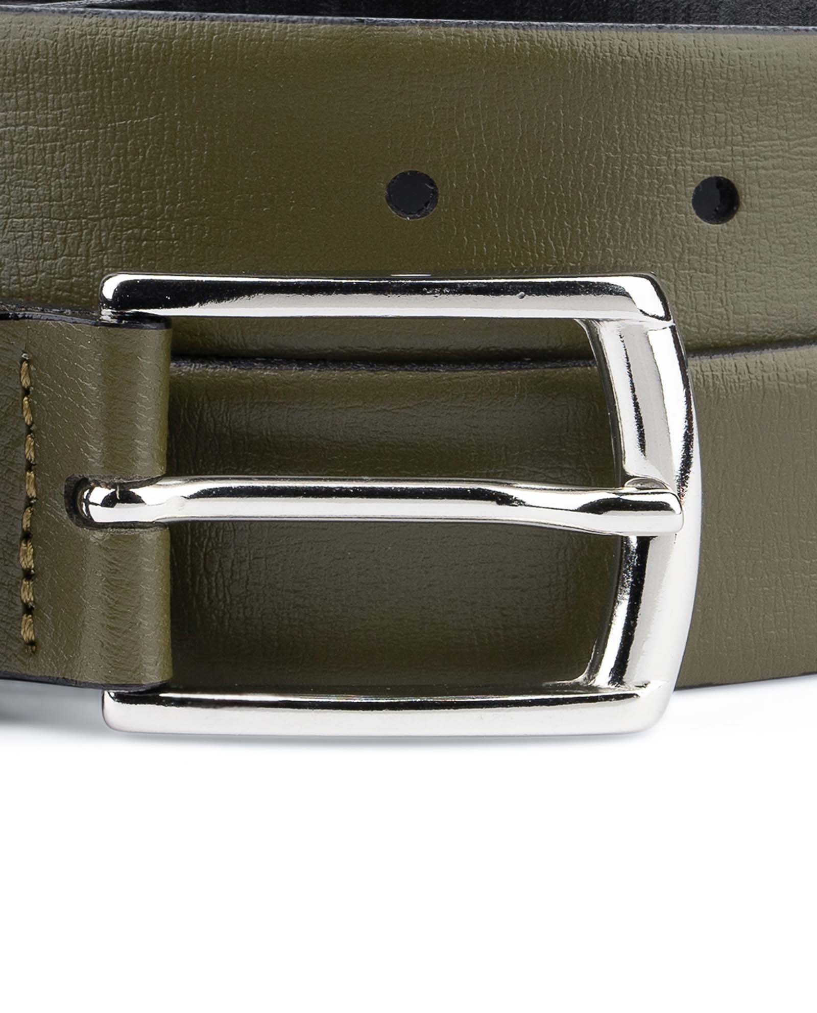 Olive Green Leather Belt | Men's 1 1/8 inch