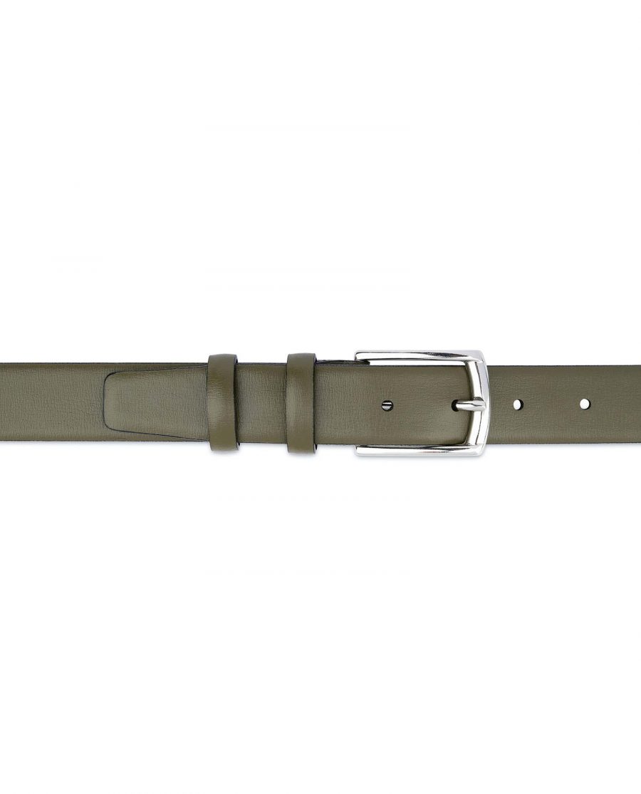 Olive-Green-Leather-Belt-Mens-1-1-8-inch-On-jeans