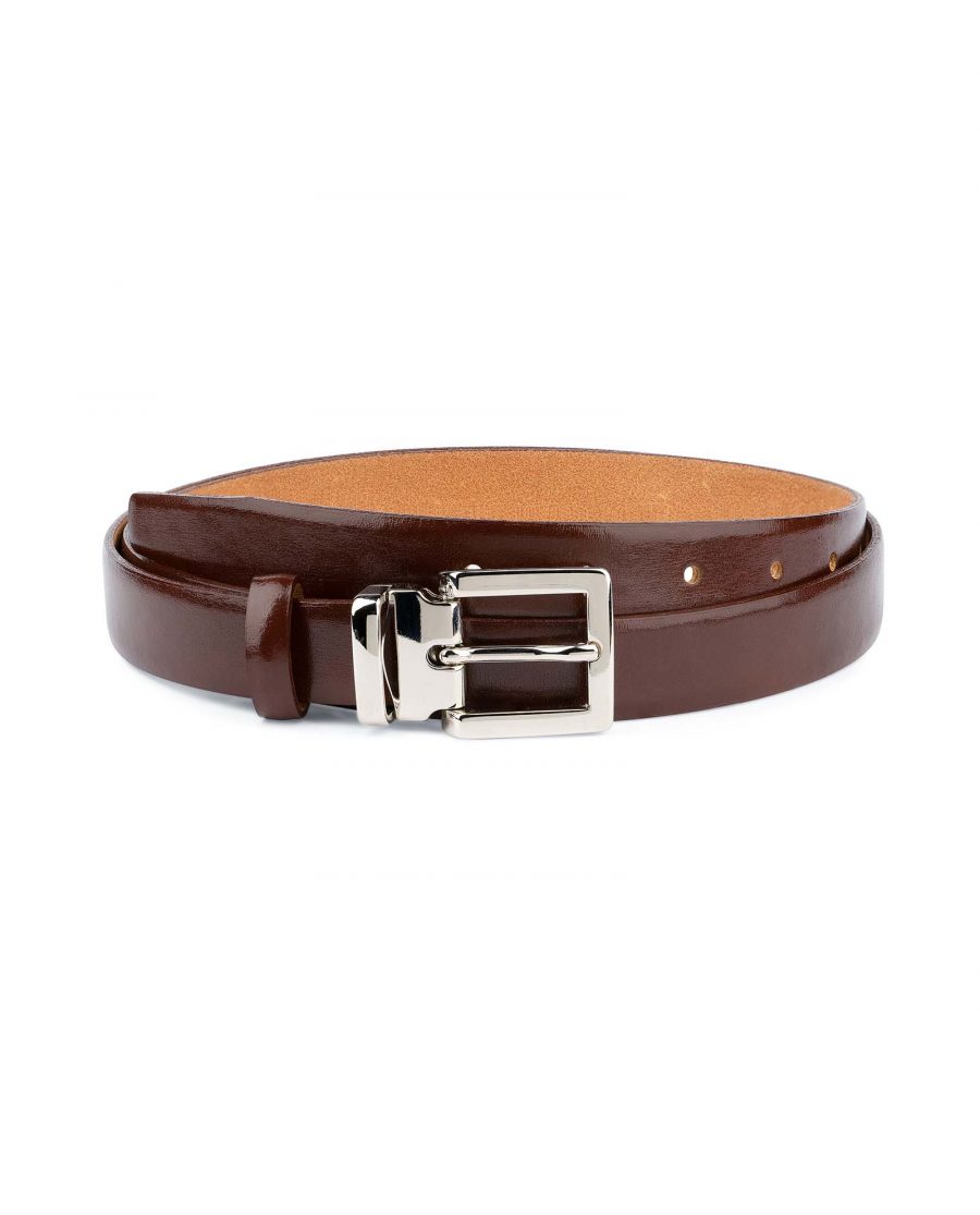 Womens-Brown-Leather-Belt-Thin-1-inch-Capo-Pelle