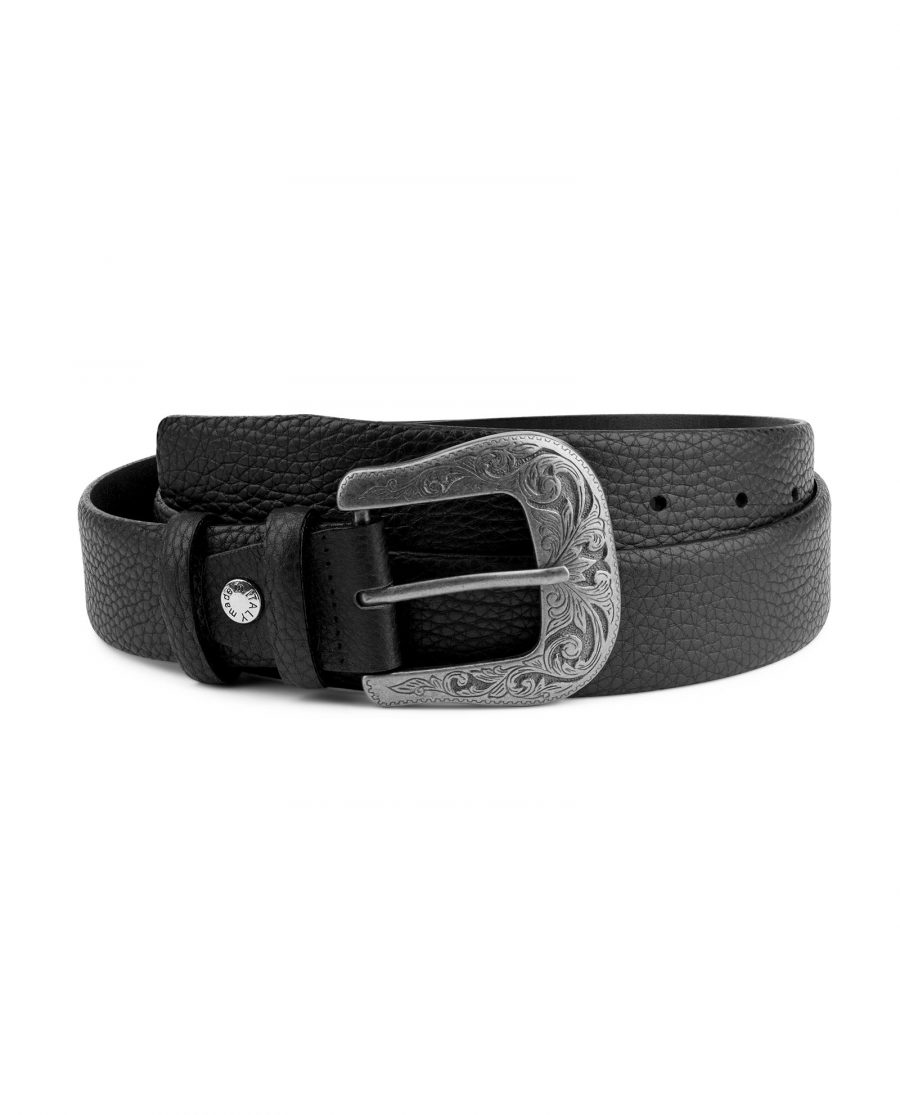 Cowboy Belt with Buckle Genuine Leather Capo Pelle