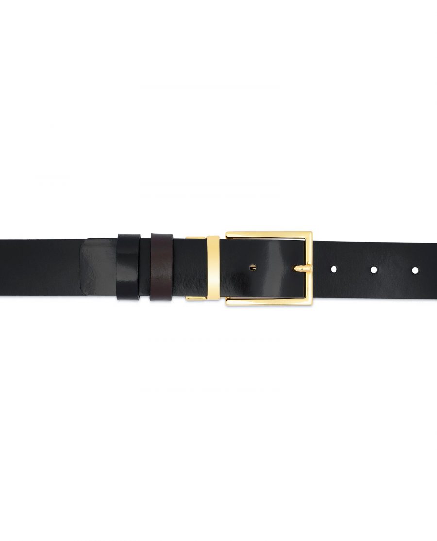 Patent Leather Belt With Gold Buckle Reversible Dress
