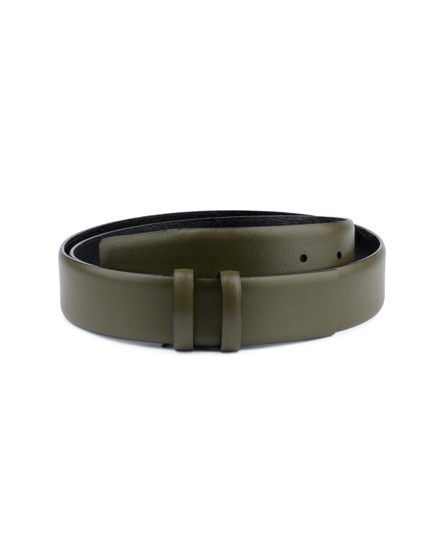 Olive Green Belt Without Buckle 1 3 8 Wide Leather Capo Pelle