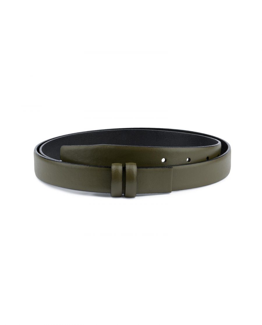 Olive Green Belt for Buckles Genuine leather 1 inch Capo Pelle
