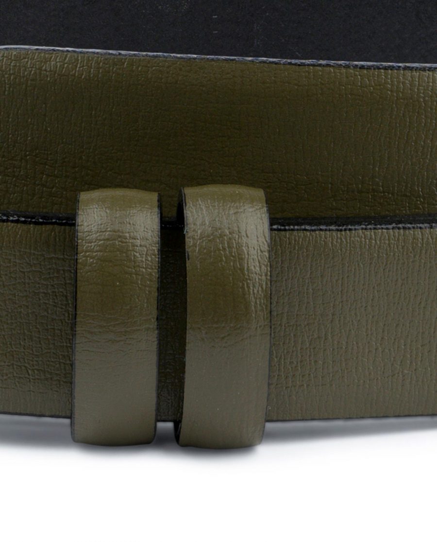 Olive Green Belt for Buckles Genuine leather 1 inch Narrow