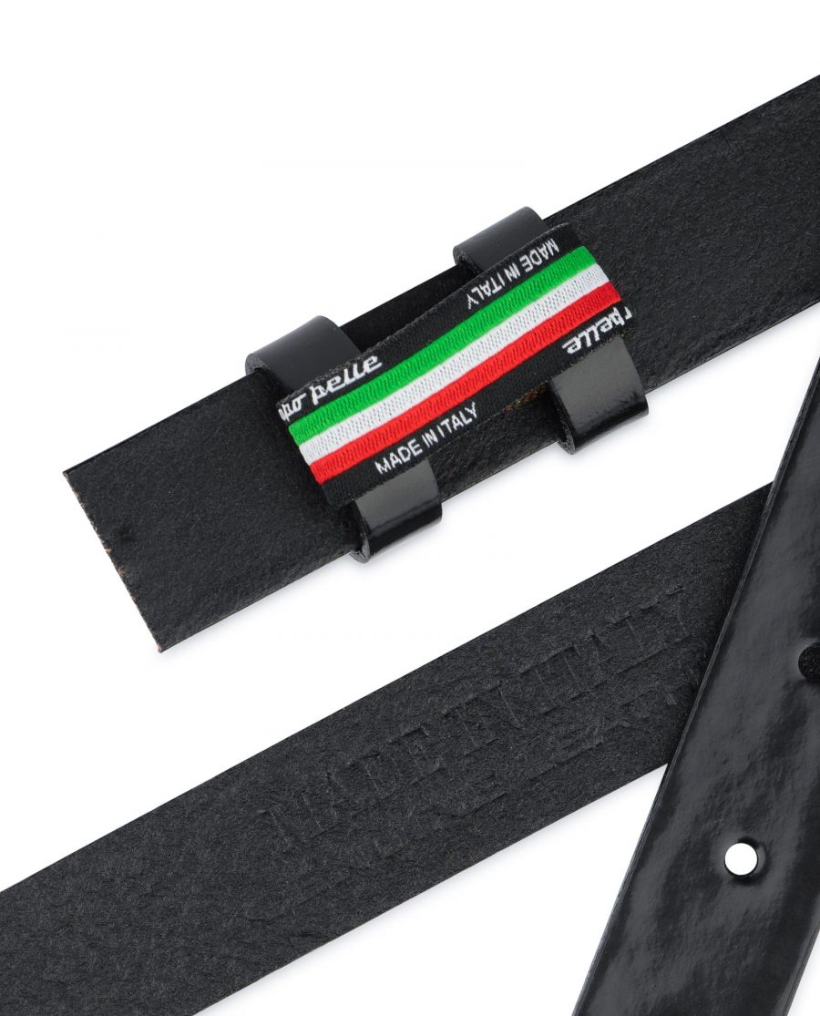 Patent Leather Belt for Buckles Black 1 inch Adjustable