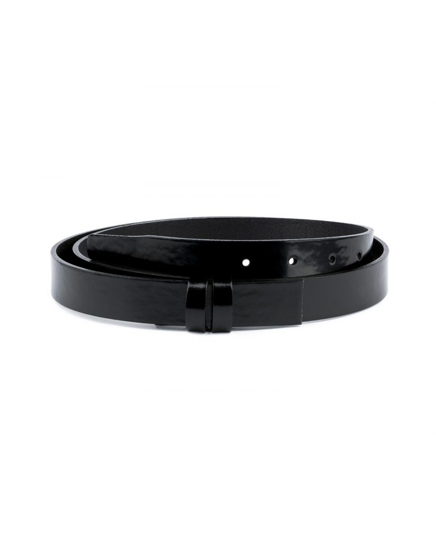 Patent Leather Belt for Buckles Black 1 inch Capo Pelle