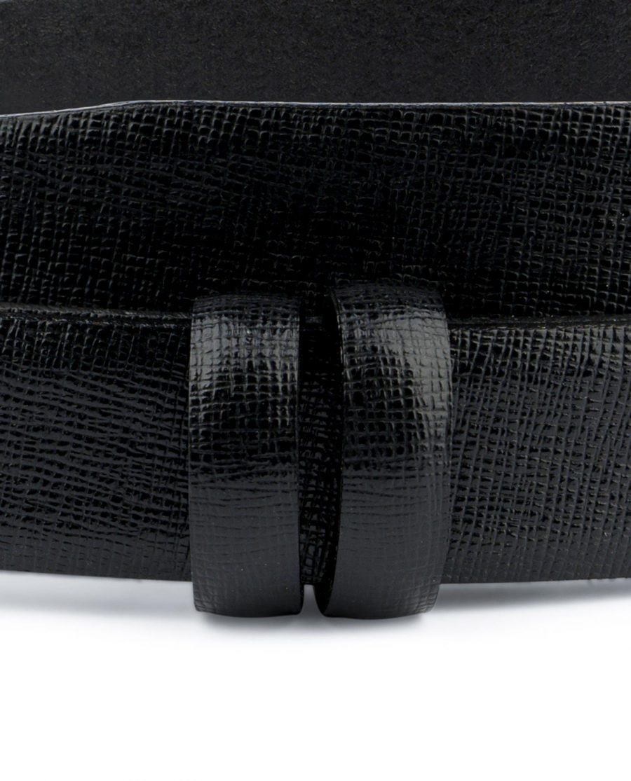 Saffiano Belt for Buckles Black 1 inch Adjustable