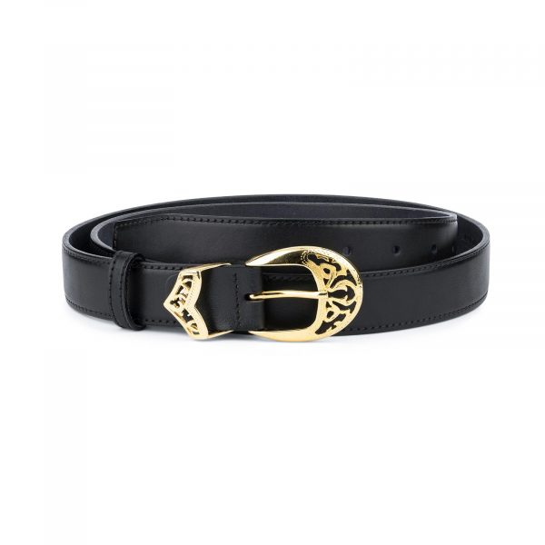 Black Belt with Gold Buckle Full Grain Leather 1