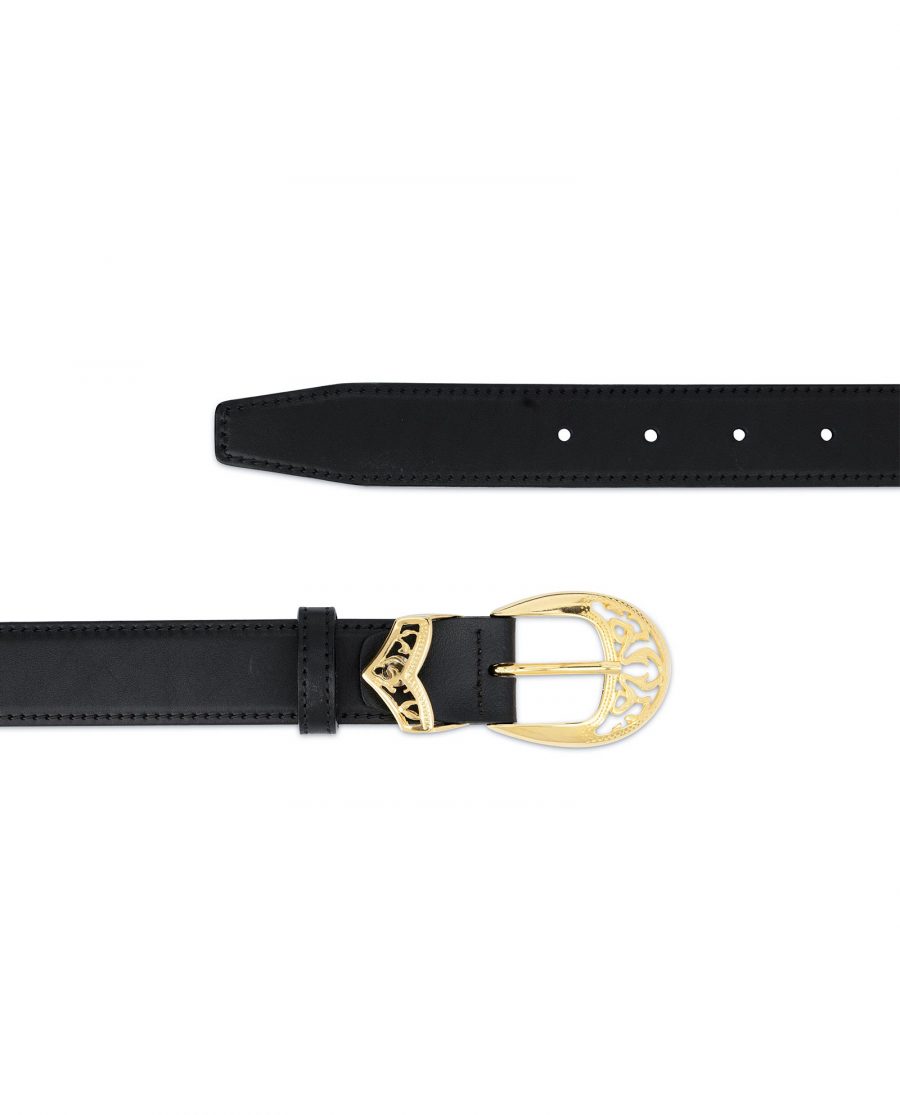 Black Belt with Gold Buckle Full Grain Leather 2