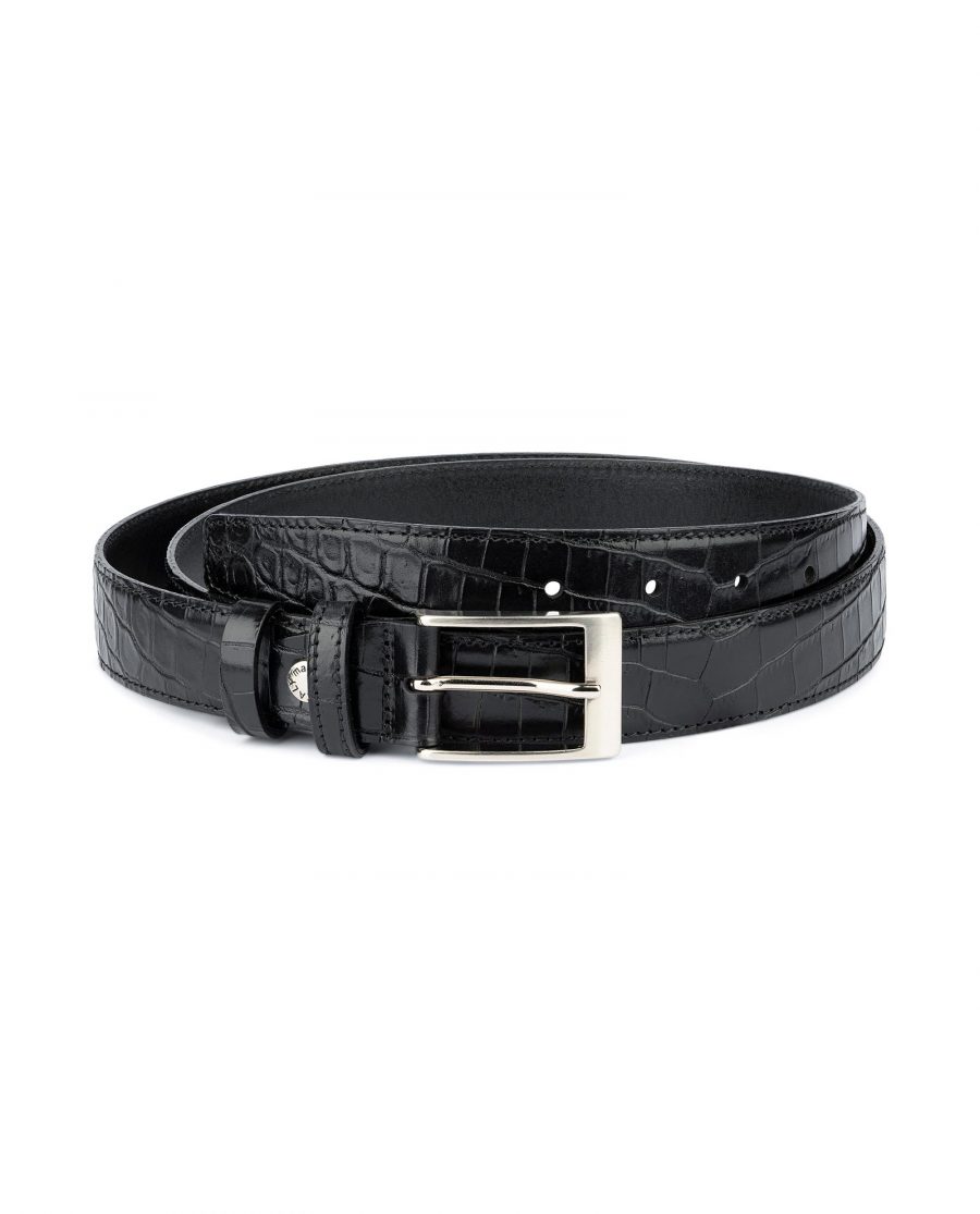 Croco Belt for Men Black 3 0 cm 1