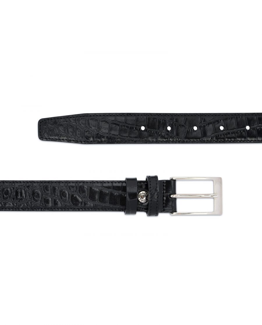 Croco Belt for Men Black 3 0 cm 3