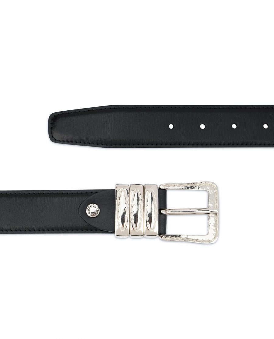 Leather Belt with Metal Loops Black Leather 2