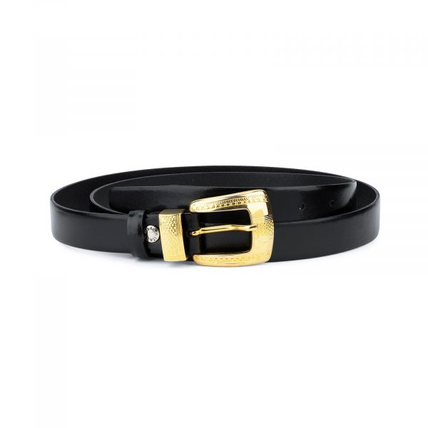 Womens Black Belt With Gold Buckle 1