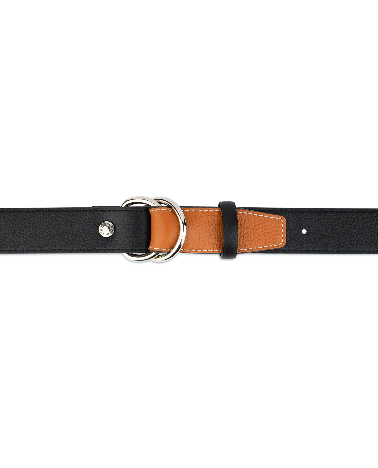 Leather Belt Loop Snap Ring with Double Snaps Black Wave Pattern GVC 