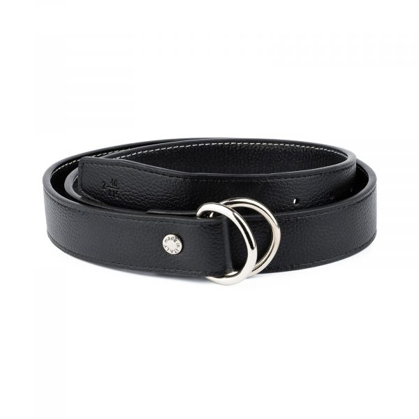 Mens D Ring Belt Black Leather 1