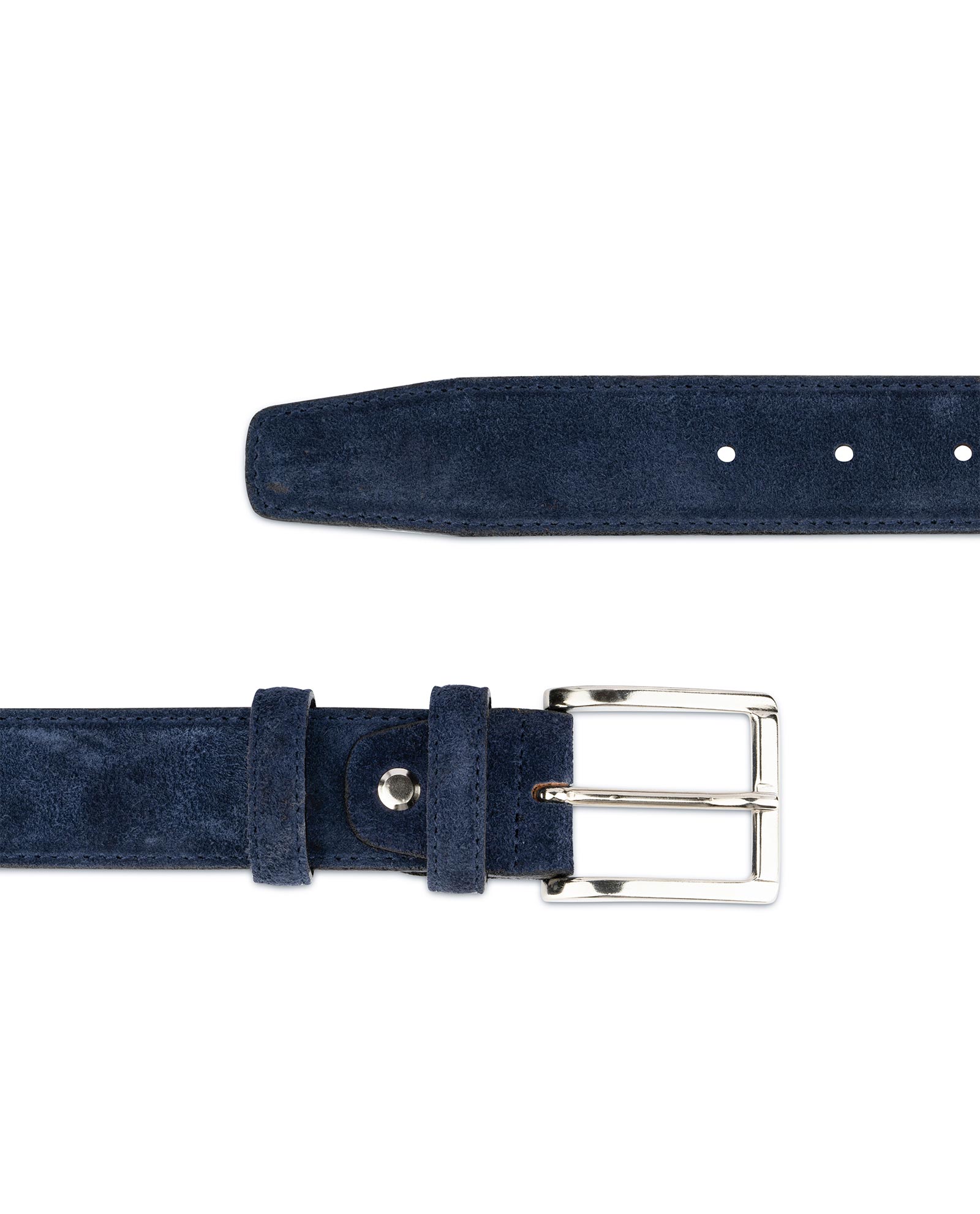 Blue suede belt Genuine leather Italian Navy Men's belts White edges Fashion 