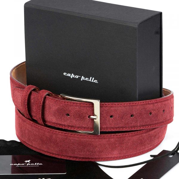 Birthday Gift For Father Burgundy Suede Belt