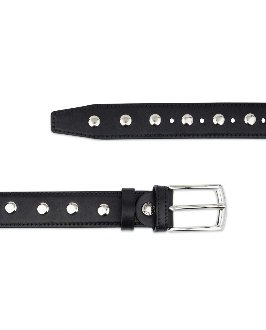 Black Studded Belt Full Grain Leather 4