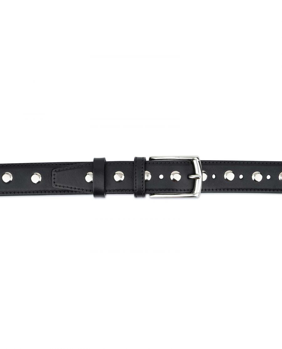 Black Studded Belt Full Grain Leather 5