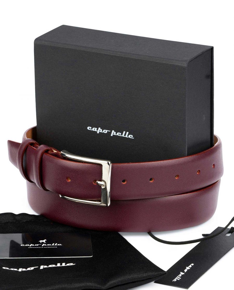 Cool Gifts For Men Burgundy Leather Belt
