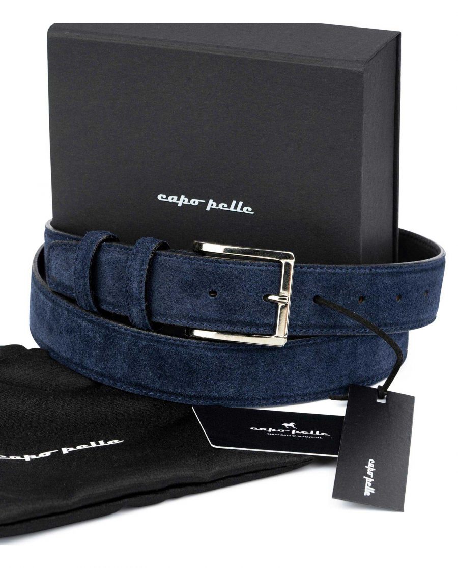 Fathers Day Gift Blue Suede Belt