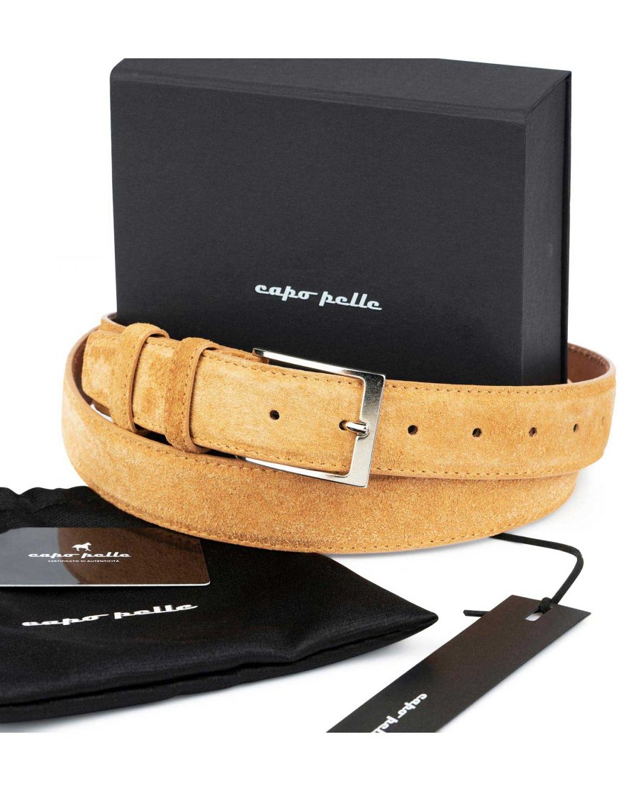 Good Fathers Day Gift Camel Suede Belt