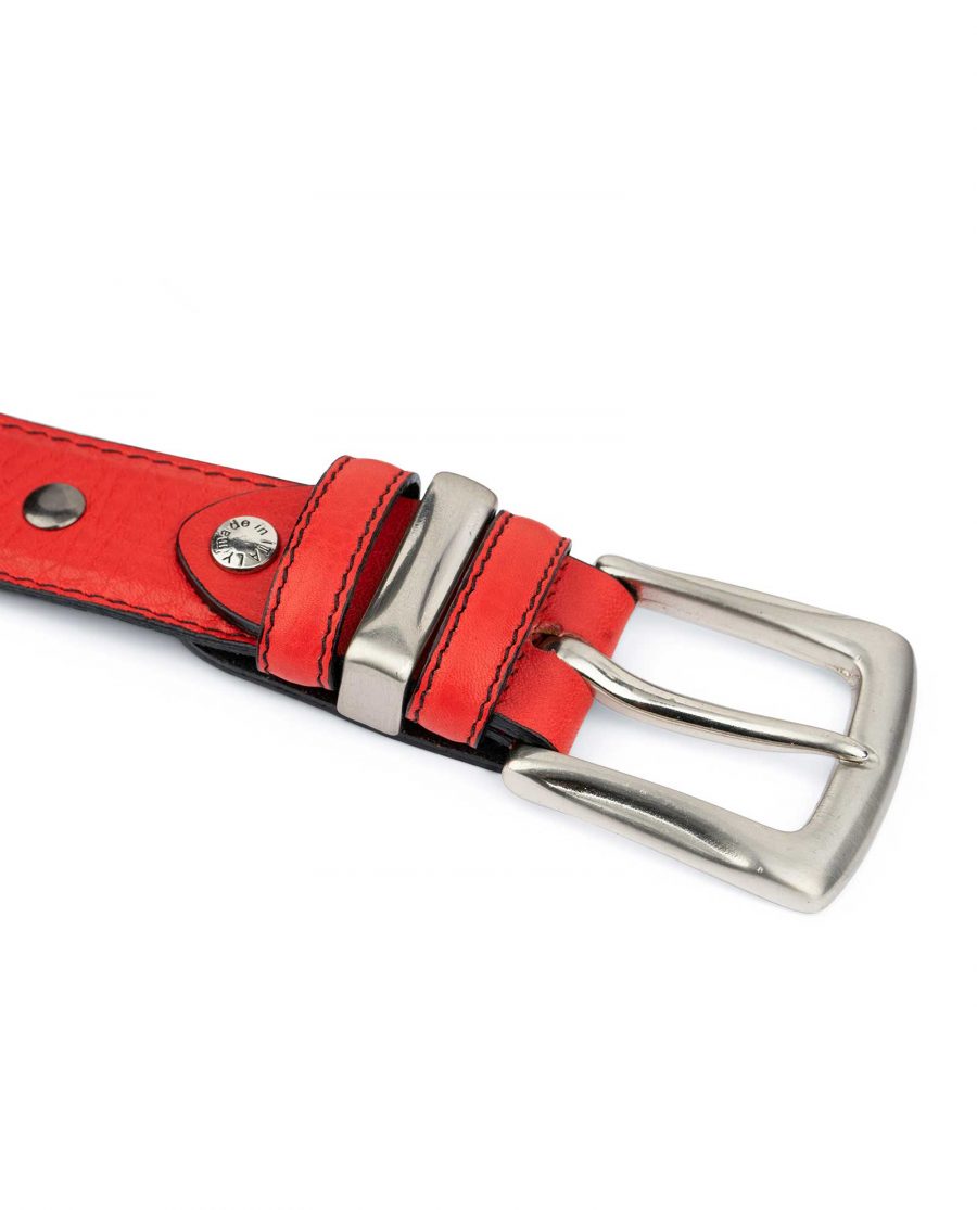 Red Studded Belt Genuine Leather 5