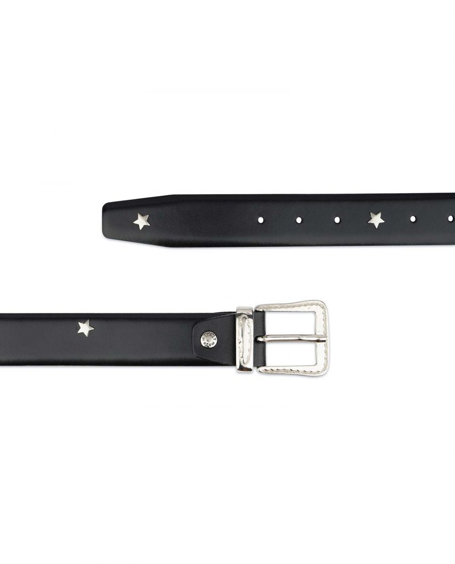 Studded Star Belt Black Leather 2