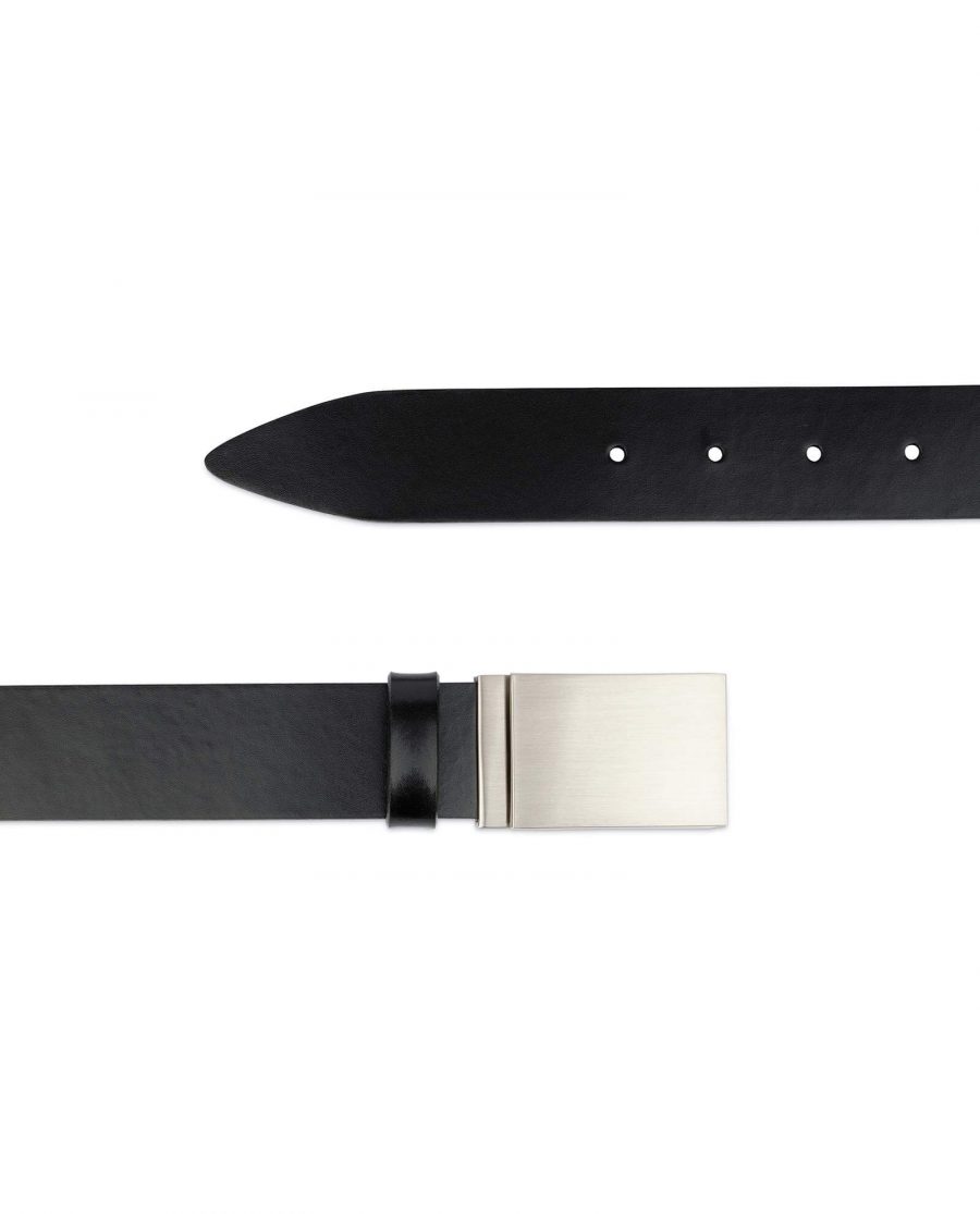 Black Leather Belt With Blank Engravable Buckle 2