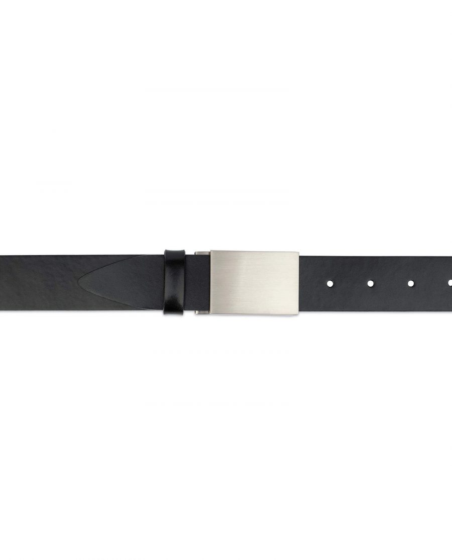 Black Leather Belt With Blank Engravable Buckle 3