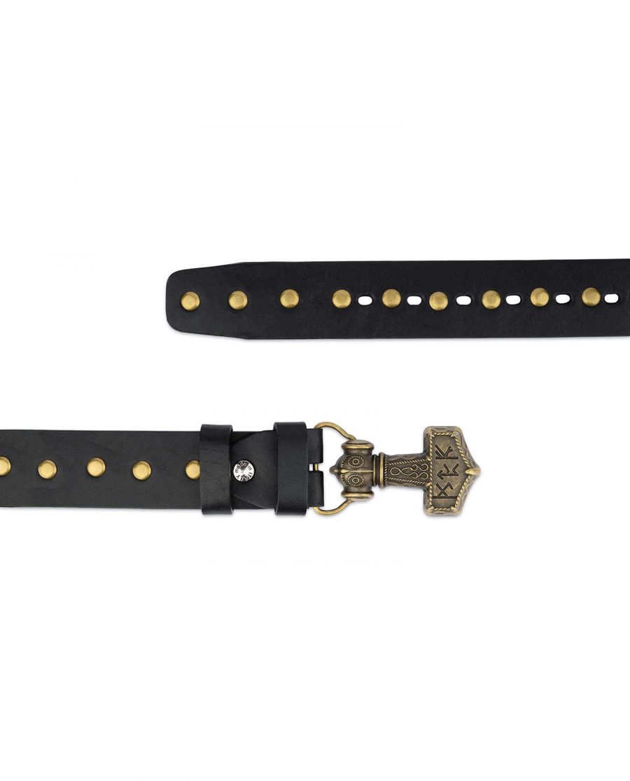 Black Studded Viking Leather Belt 4
