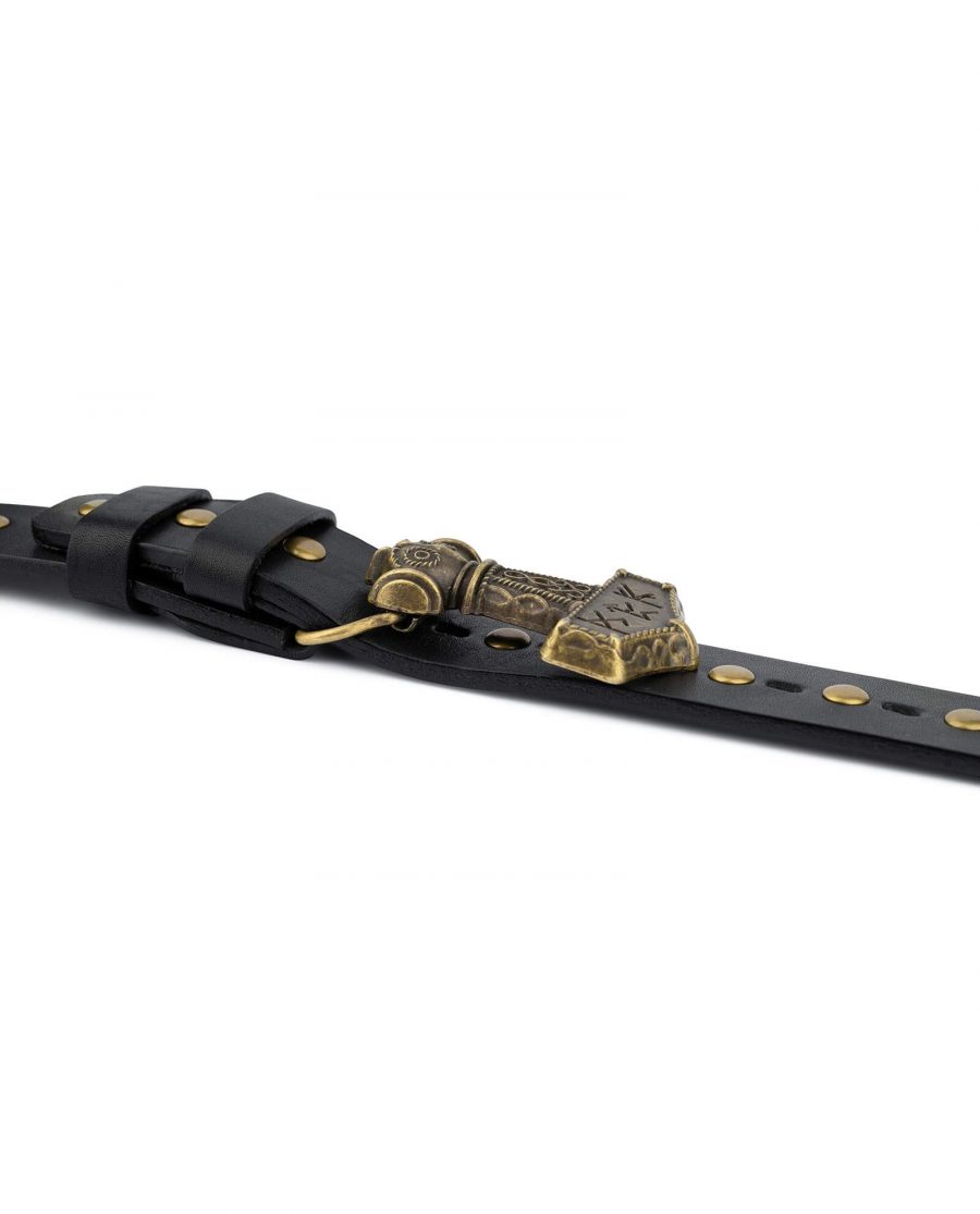 Black Studded Viking Leather Belt 6
