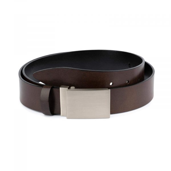 Brown Leather Belt With Blank Engravable Buckle 1