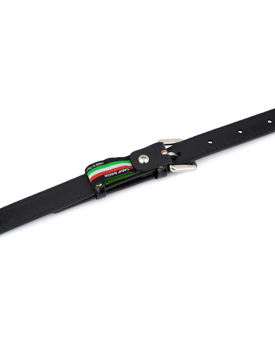 Womens Black Leather Belt Red Stitched 4