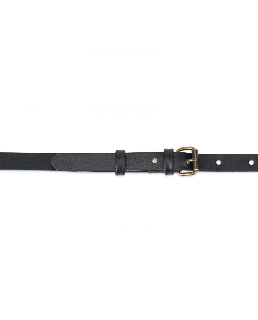 Black Womens belt with bronze roller buckle 15 mm ROLL15SMBL 3