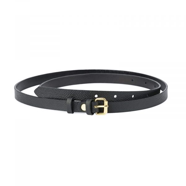 Womens black belt with gold roller buckle ROLL15CWBL 1
