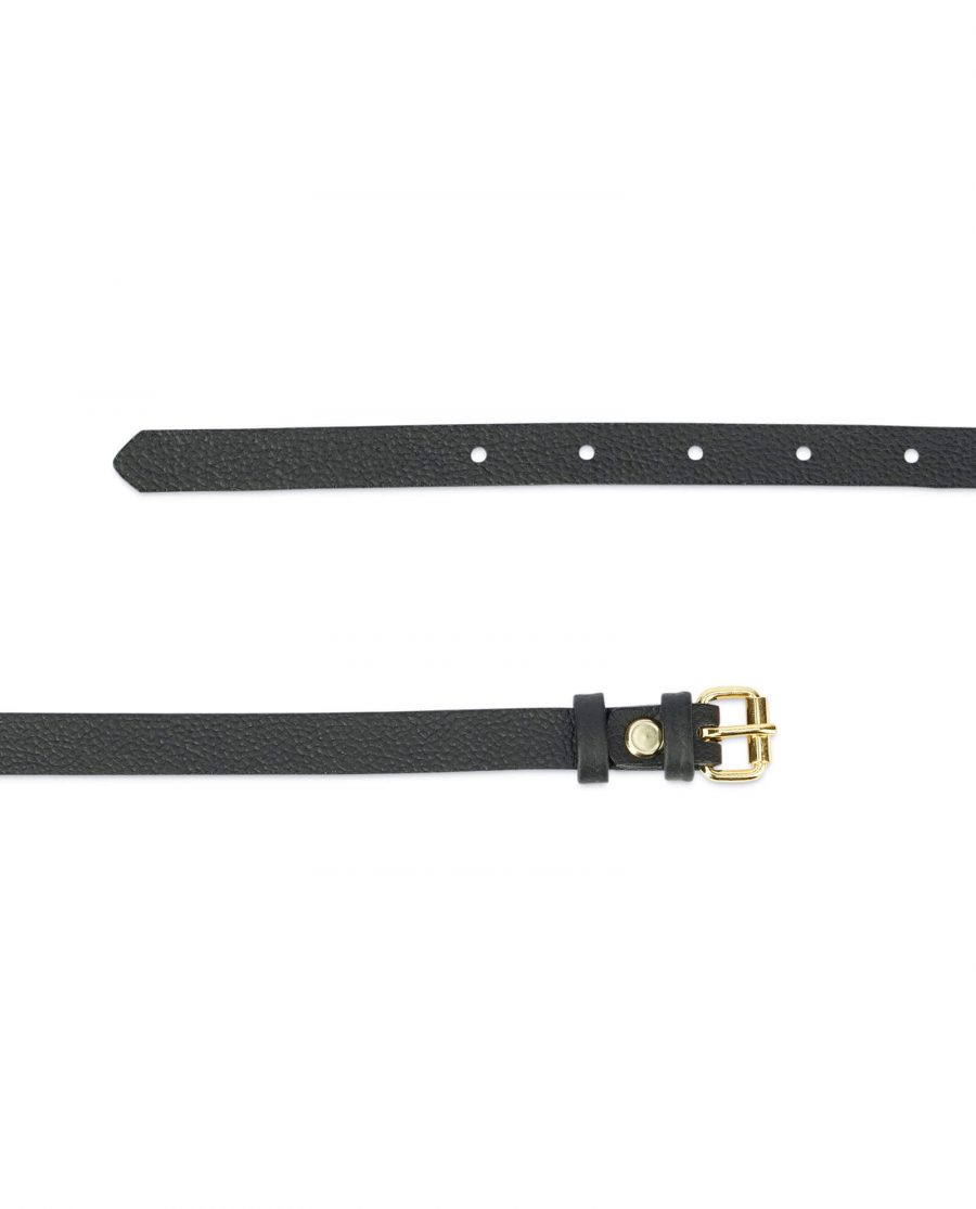 Womens black belt with gold roller buckle ROLL15CWBL 4