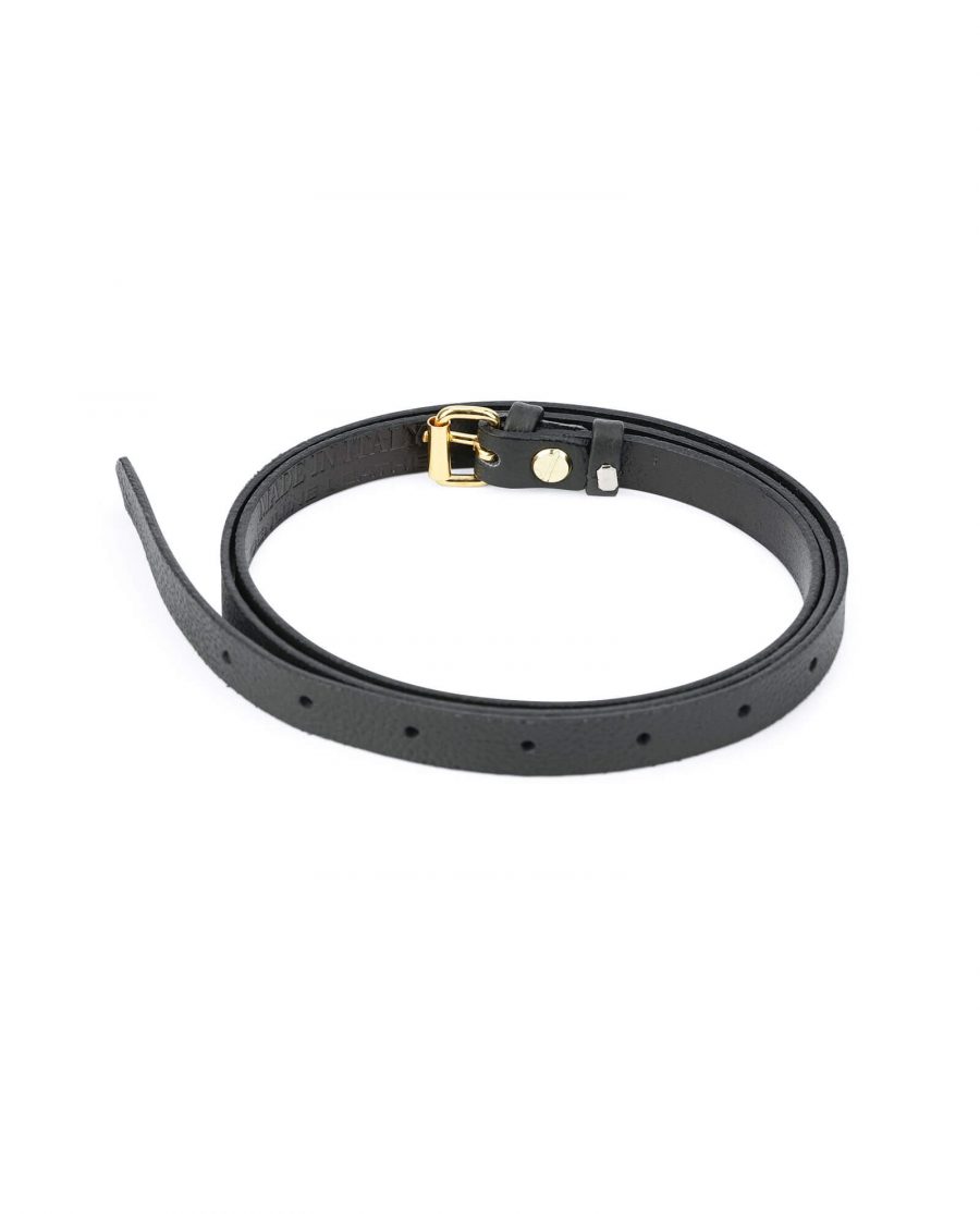 Womens black belt with gold roller buckle ROLL15CWBL 5